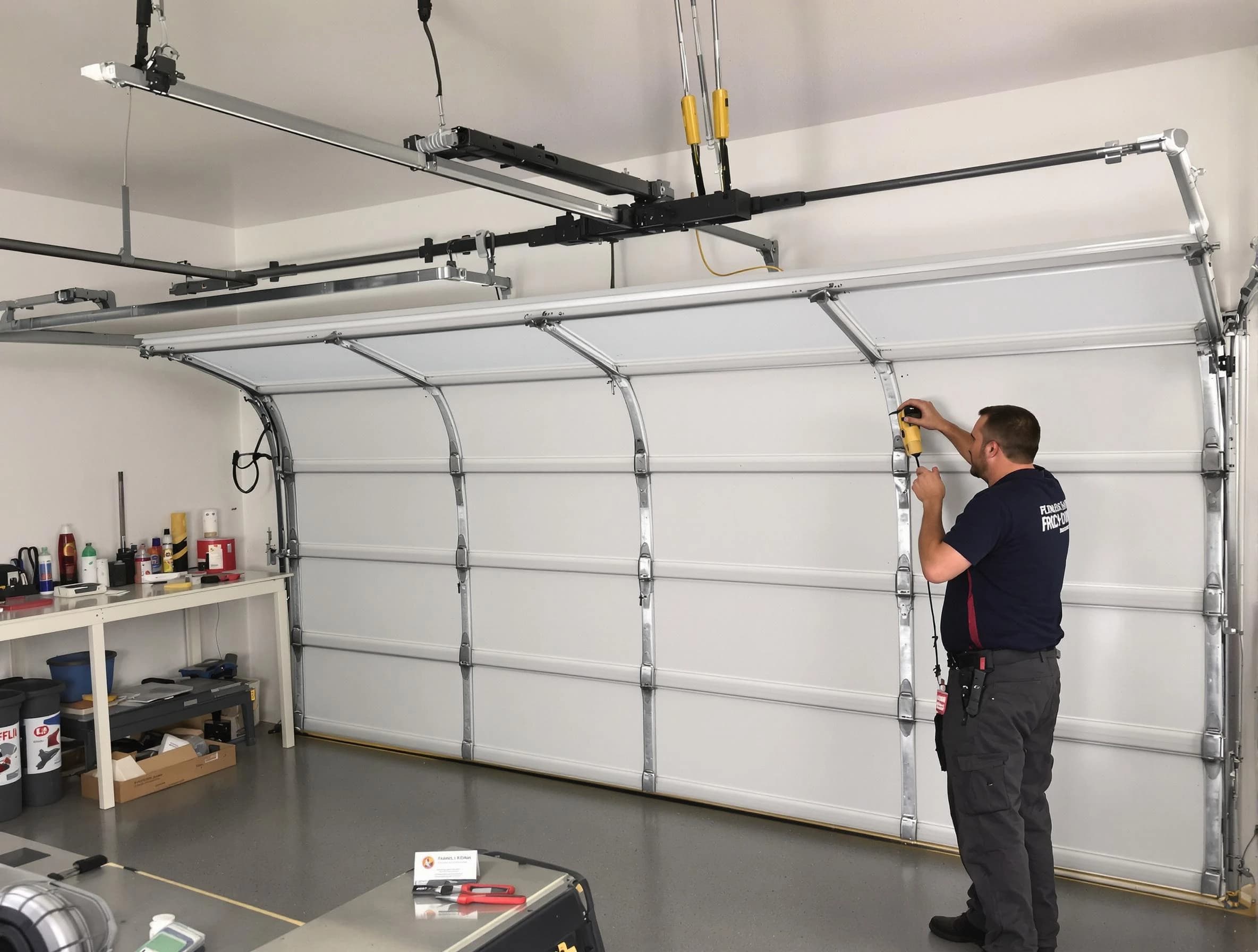Bon Air Garage Door Repair certified technician performing overhead door system repair in Bon Air