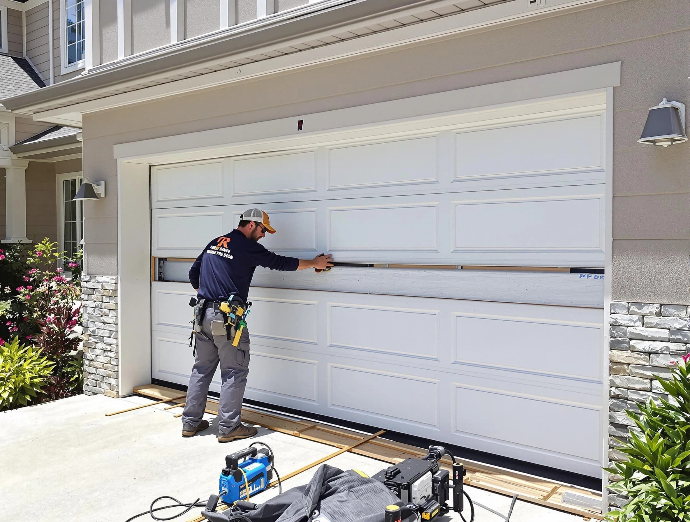 Bon Air Garage Door Repair team performing complete garage door replacement at Bon Air residence
