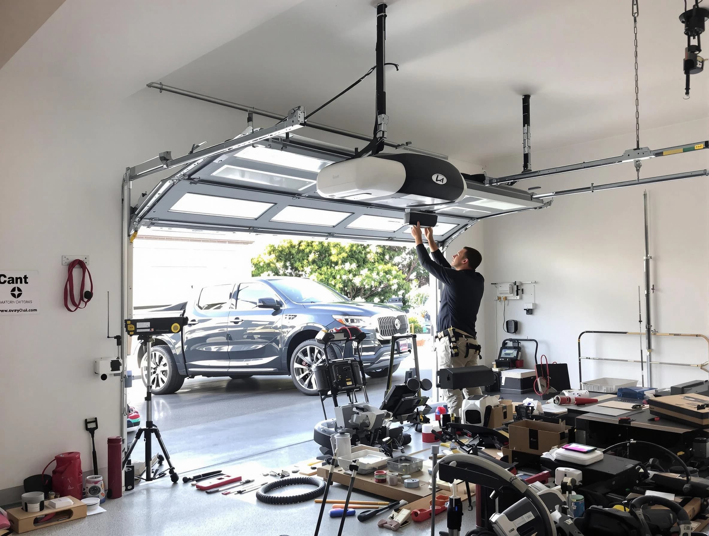 Bon Air Garage Door Repair specialist installing smart garage door opener system in Bon Air home