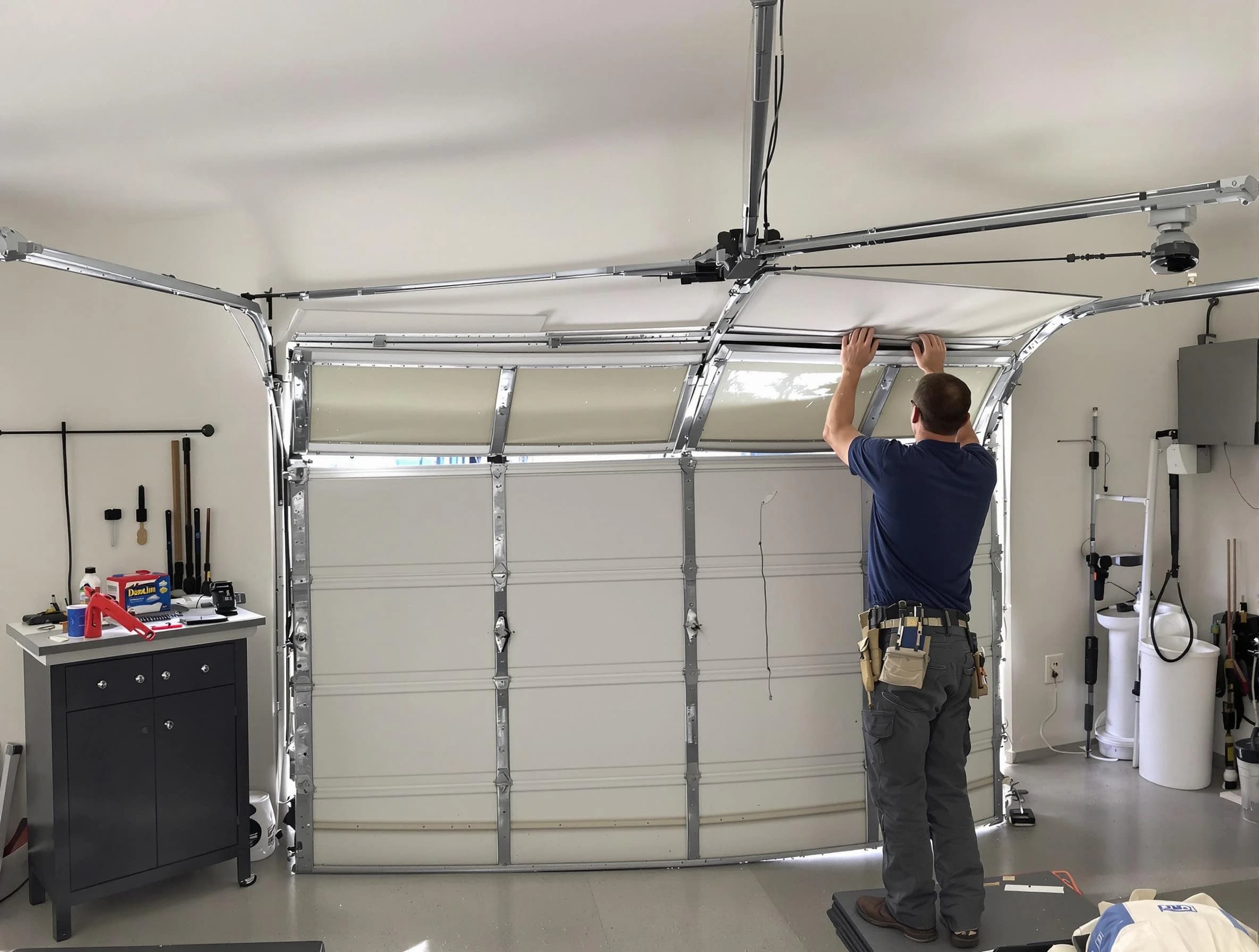 Bon Air Garage Door Repair specialist performing precise section replacement on Bon Air garage door