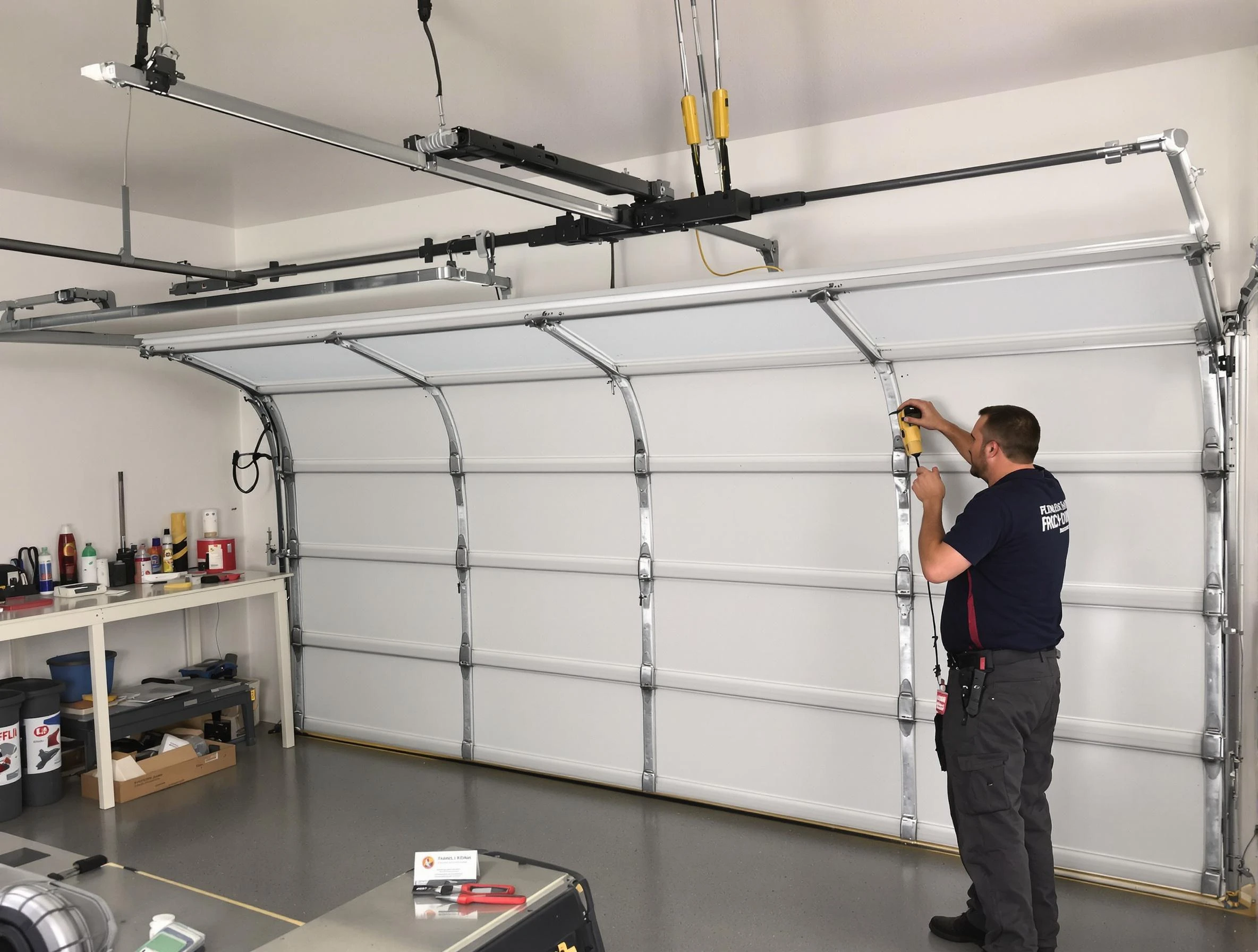 Bon Air Garage Door Repair certified technician performing overhead door system repair in Bon Air