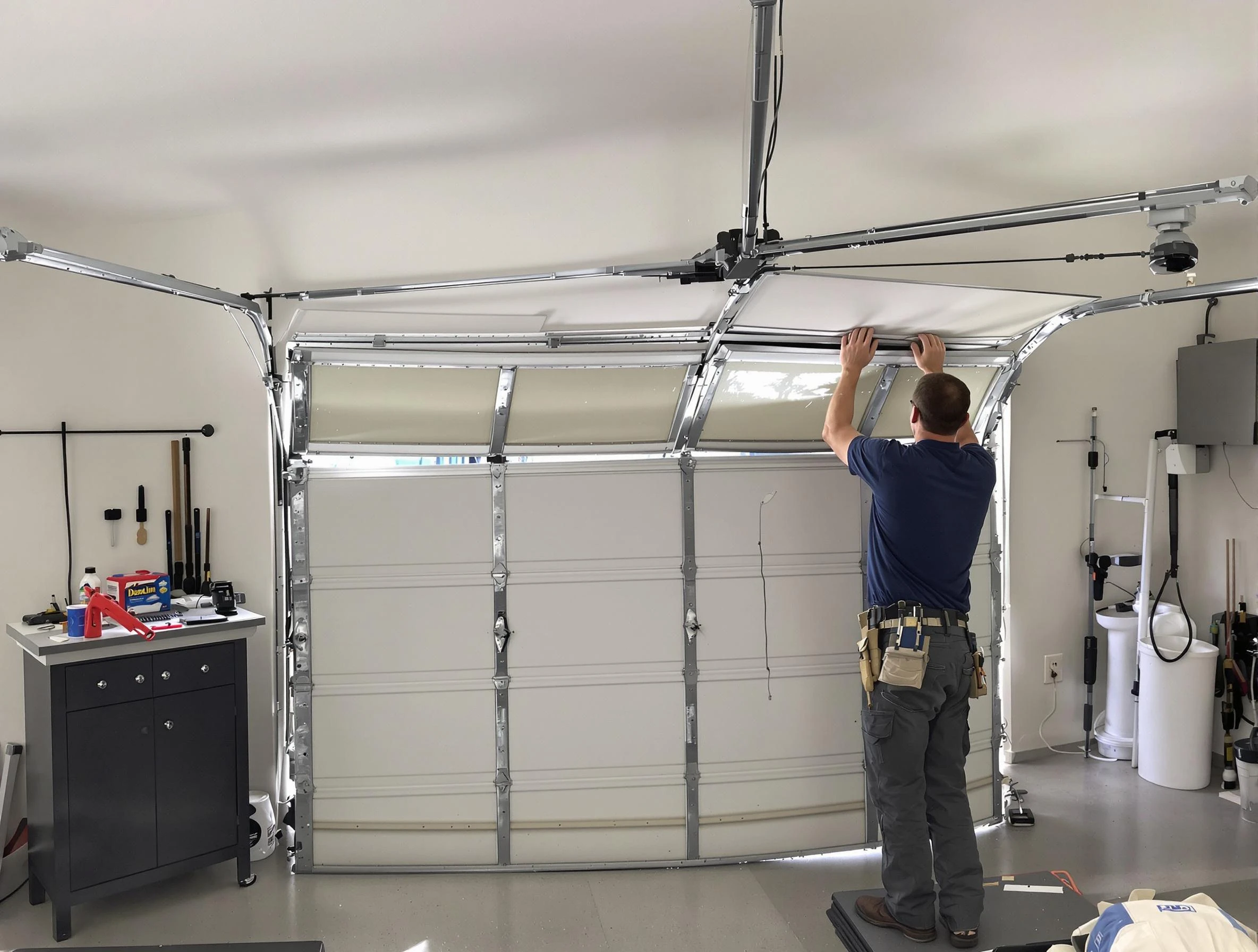 Bon Air Garage Door Repair specialist performing precise section replacement on Bon Air garage door